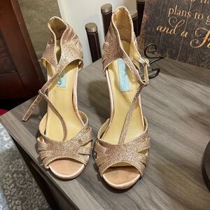 Betsey Johnson Glittering Gold Strappy Heels